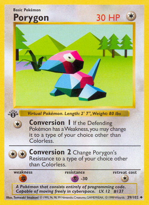 Porygon (39/102) (Shadowless) [Base Set 1st Edition] - Just $6! Shop now at Retro Gaming of Denver