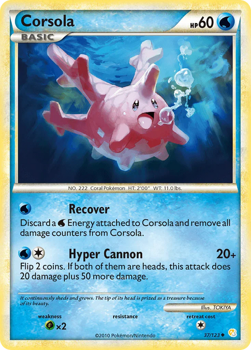 Corsola (37/123) [HeartGold & SoulSilver: Base Set] - for just $0.25! 