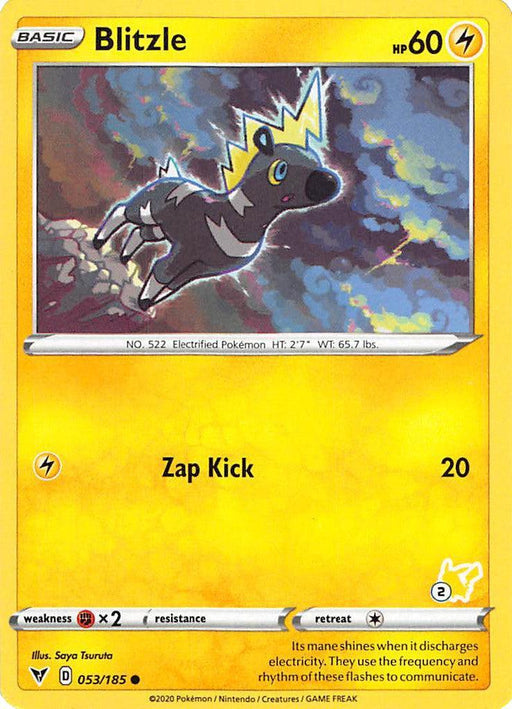 Blitzle (053/185) (Pikachu Stamp #2) [Battle Academy 2022] - for just $0.10! 