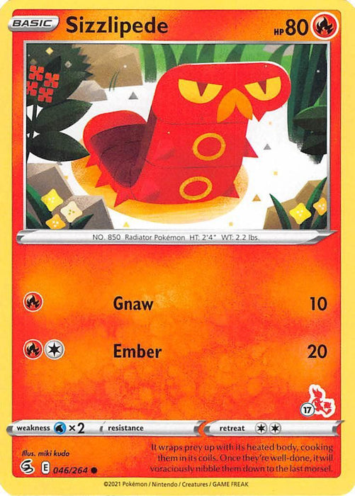 Sizzlipede (046/264) (Cinderace Stamp #17) [Battle Academy 2022] - for just $0.10! 
