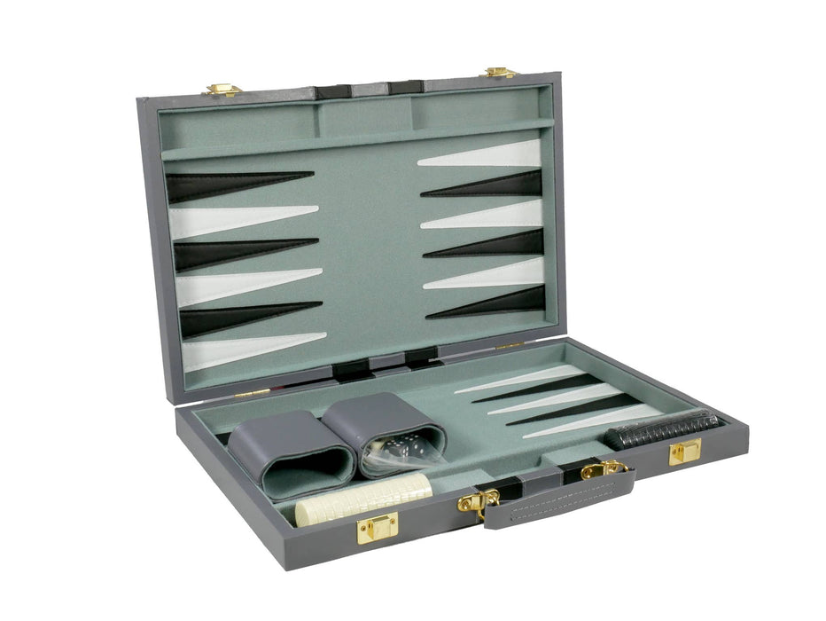 Backgammon- 15" Grey Vinyl Backgammon Set - for just $79.99! 