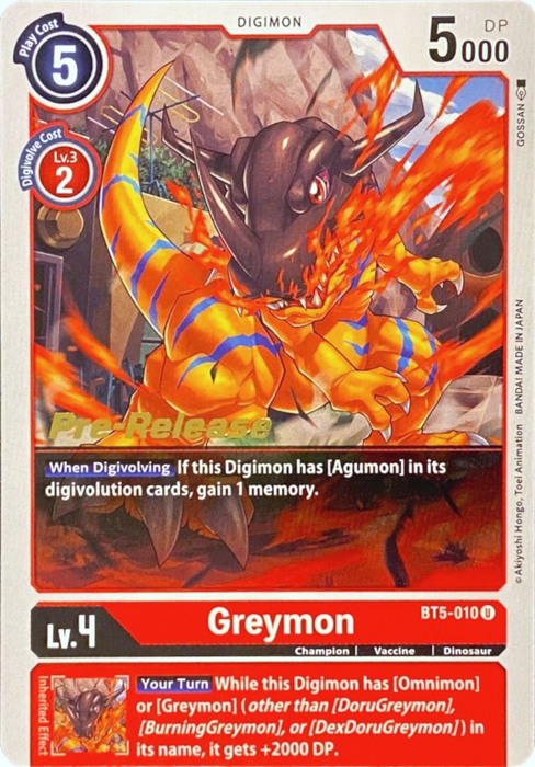 Greymon [BT5-010] [Battle of Omni Pre-Release Promos] - Just $0.25! Shop now at Retro Gaming of Denver