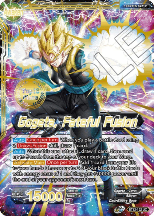 Son Goku & Vegeta // Gogeta, Fateful Fusion (2021 Championship Top 16) (BT12-122) [Tournament Promotion Cards] - for just $320! 