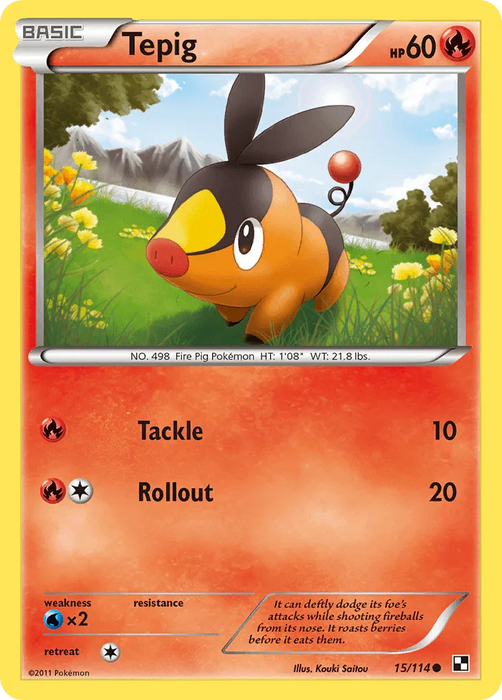 Tepig (15/114) [Black & White: Base Set] - for just $0.15! 