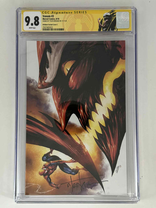 [Signed by Tyler Kirkham] Venom #3 CGC 9.8 Yellow Label Exclusive Virgin Var - for just $250! 