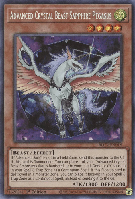 Advanced Crystal Beast Sapphire Pegasus [BLCR-EN016] Secret Rare - for just $0.20! 