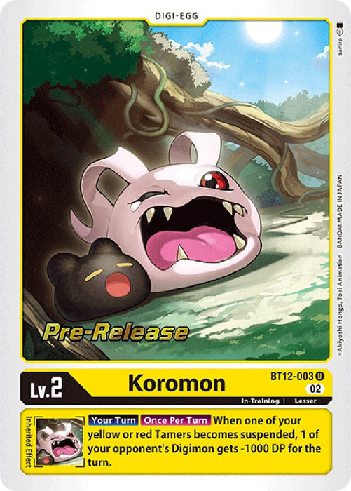 Koromon [BT12-003] [Across Time Pre-Release Cards] - Just $1.80! Shop now at Retro Gaming of Denver