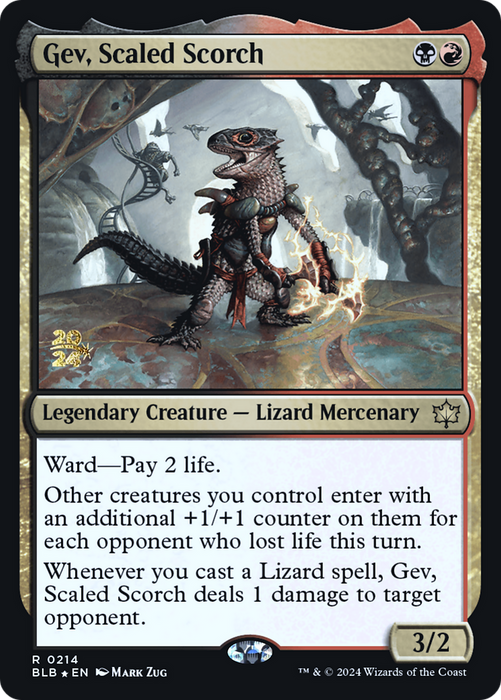Gev, Scaled Scorch (PRE-214) - Bloomburrow Promos Foil - for just $0.53! 
