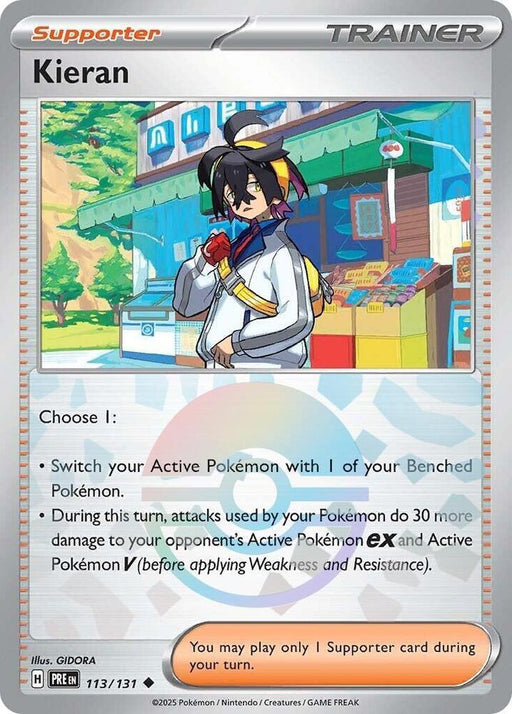 Kieran (113/131) (Poke Ball Pattern) [Scarlet & Violet: Prismatic Evolutions] - for just $0.15! 