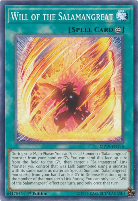 Will of the Salamangreat [MP19-EN196] Common - for just $0.10! 