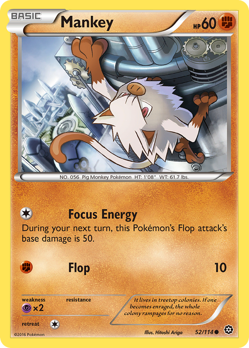 Mankey (52/114) [XY: Steam Siege] - Just $0.05! Shop now at Retro Gaming of Denver