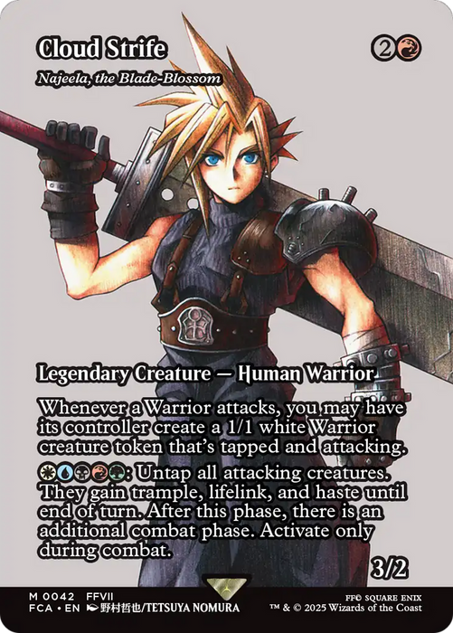 Cloud Strife - Najeela, the Blade-Blossom (Showcase) (FCA-042) - FINAL FANTASY: Through the Ages / Cloud Strife (Borderless) Foil - for just $30.83! 