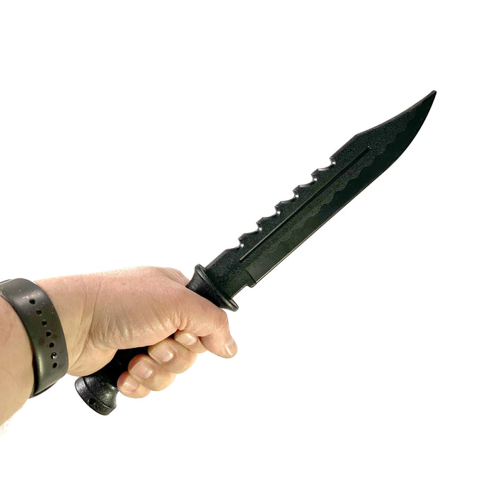 Serrated Spine Combat Rambo Style Poly Training Knife with 8.25 Inch Clip Point Blade Prop - for just $28! 
