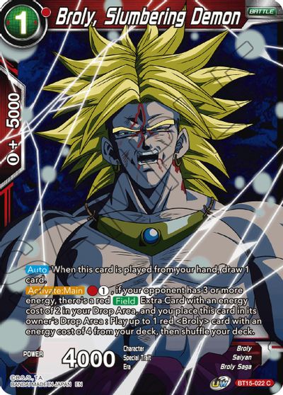 Broly, Slumbering Demon (BT15-022) [Saiyan Showdown] - for just $0.10! 