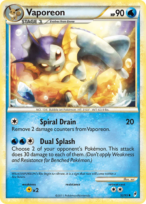 Vaporeon (52/95) [HeartGold & SoulSilver: Call of Legends] - for just $2.70! 
