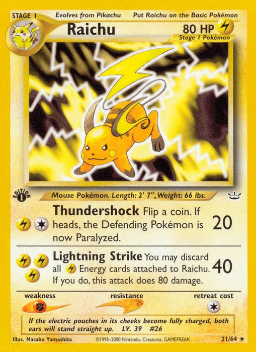 Raichu (21/64) [Neo Revelation 1st Edition] - for just $5.40! 
