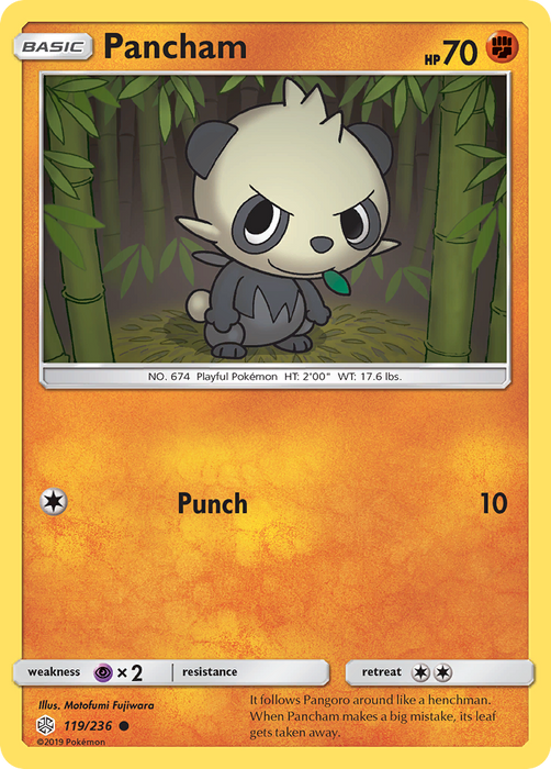 Pancham (119/236) [Sun & Moon: Cosmic Eclipse] - Just $0.05! Shop now at Retro Gaming of Denver