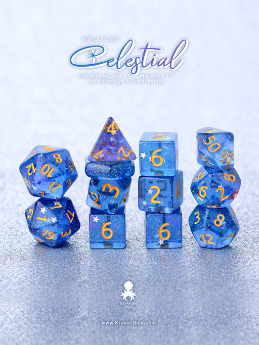 Kraken Dice Celestial 14pc Gold Ink Dice Set with Kraken Logo - for just $24.95! 