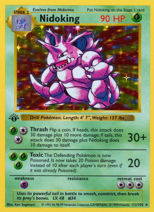 Nidoking (11/102) (Shadowless) [Base Set 1st Edition] - for just $144! 