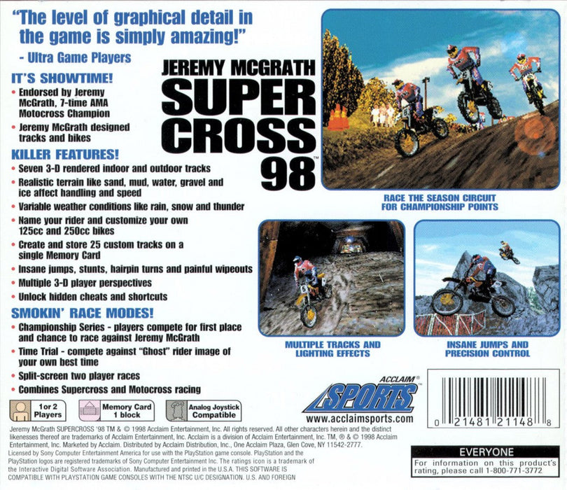 Jeremy McGrath Supercross 98 [Greatest Hits] – PlayStation 1 (PS1) - for just $0! 