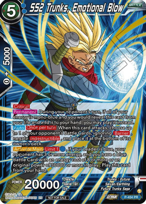 SS2 Trunks, Emotional Blow (Championship Selection Pack 2023 Vol.1) (Gold-Stamped) (P-454) [Tournament Promotion Cards] - for just $8.15! 
