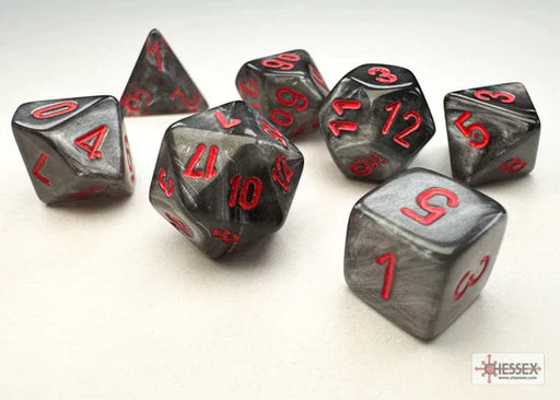 Chessex: Mini Polyhedral Dice set - Velvet - Black / Red - for just $5.99! 