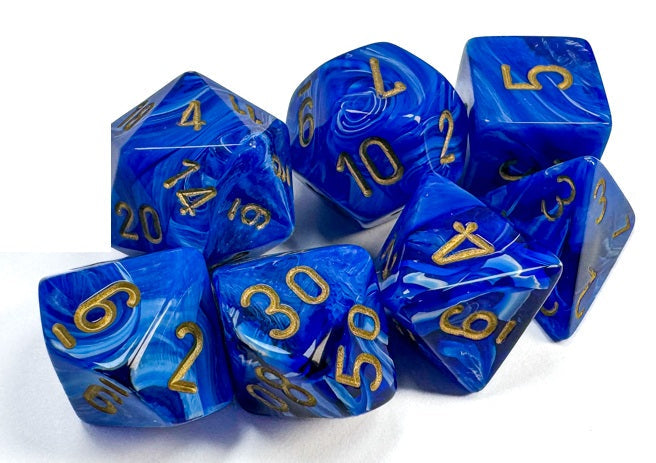 Vortex Dice Polyhedral Blue/Gold 7-Die Set - for just $11.99! 