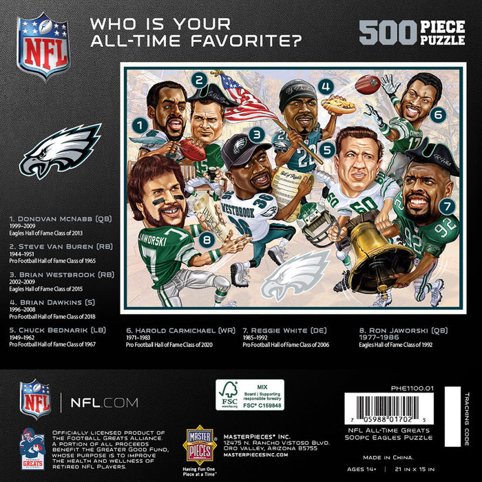 Philadelphia Eagles - All Time Greats 500 Piece Jigsaw Puzzle - Just $19.99! Shop now at Retro Gaming of Denver