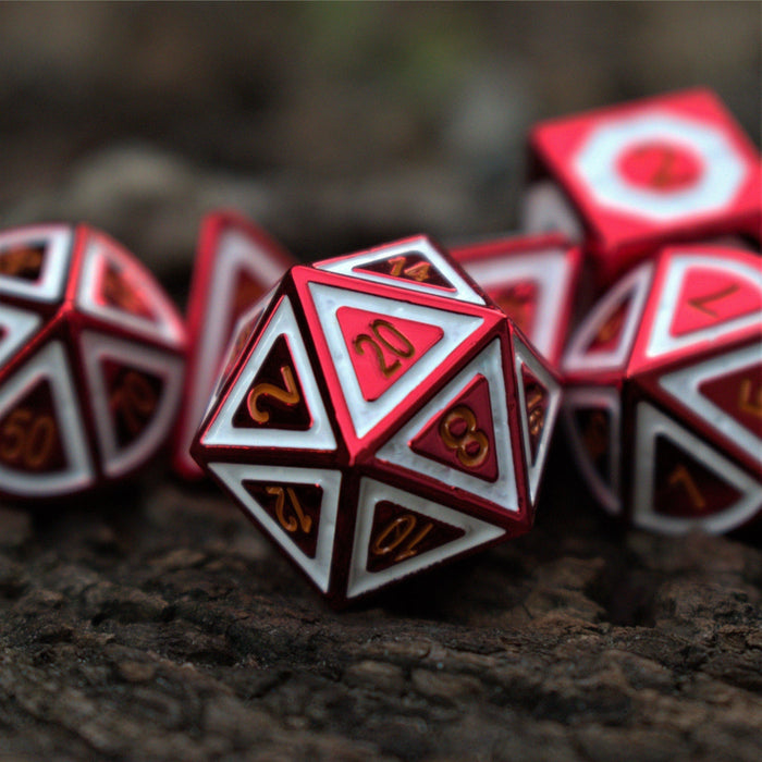 Cleric's Domain Red And White Metal Dice Set - Just $39.99! Shop now at Retro Gaming of Denver