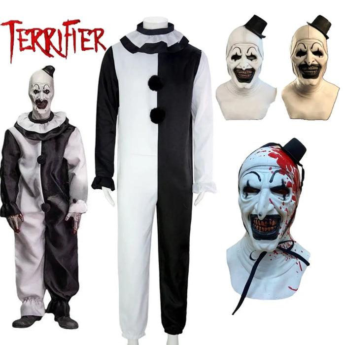 Terrifier 2 Art The Clown Cosplay Costume – Jumpsuit & Mask Halloween Set - for just $27.95! 
