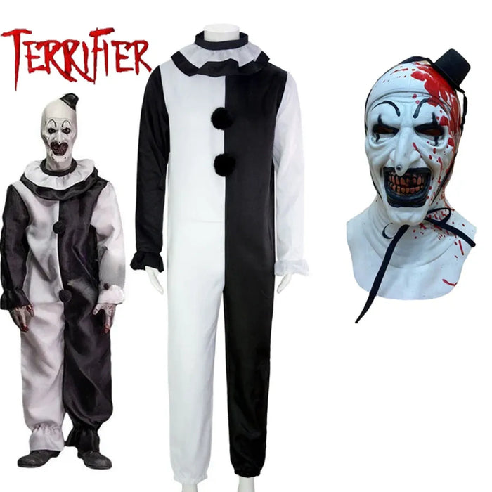 Terrifier 2 Art The Clown Cosplay Costume – Jumpsuit & Mask Halloween Set - for just $27.95! 