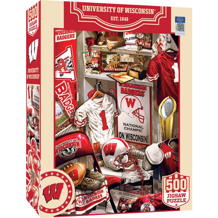 Wisconsin Badgers - Locker Room 500 Piece Jigsaw Puzzle - Just $16.99! Shop now at Retro Gaming of Denver