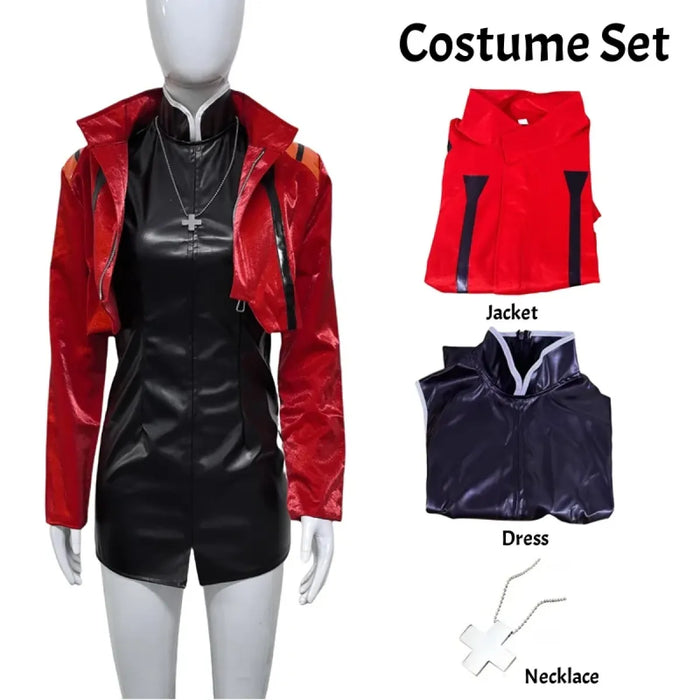 Misato Katsuragi EVA Cosplay Set – Red Jacket & Black Dress Costume - for just $48.95! 