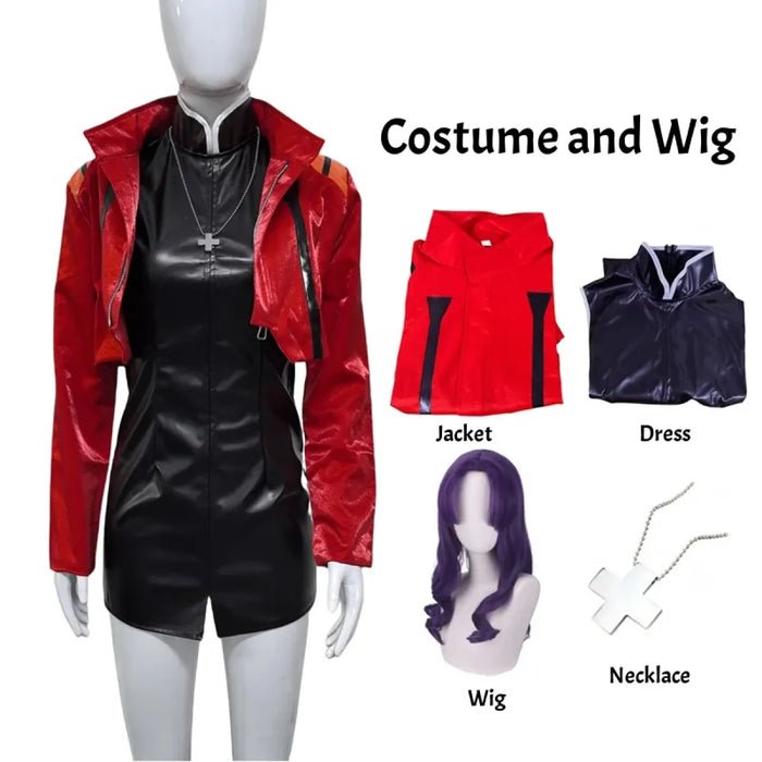 Misato Katsuragi EVA Cosplay Set – Red Jacket & Black Dress Costume - for just $48.95! 