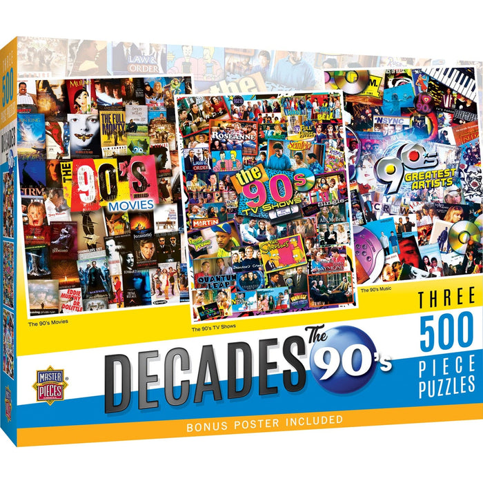 Decades - The 90's 500 Piece Jigsaw Puzzles 3-Pack - for just $24.99! 