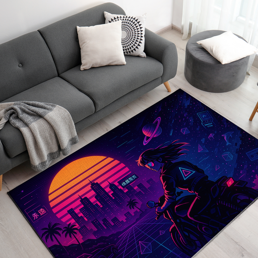 Vapor Wave Neon Inspired Decor Rug- 62x40 inches - for just $44.99! 