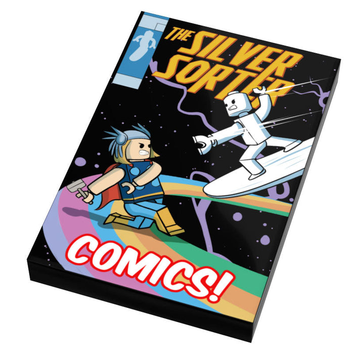 Silver Sorter Comic Book Cover (2x3 Tile) - B3 Customs made using LEGO parts - Just $2! Shop now at Retro Gaming of Denver