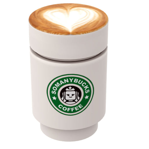 Somanybucks Coffee Cup with Heart Foam on Top made using LEGO parts - B3 Customs - Just $2! Shop now at Retro Gaming of Denver