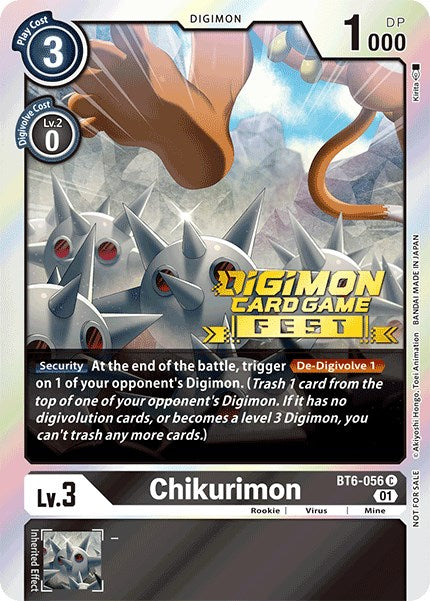 Chikurimon [BT6-056] (Digimon Card Game Fest 2022) [Double Diamond Promos] - Just $0.30! Shop now at Retro Gaming of Denver