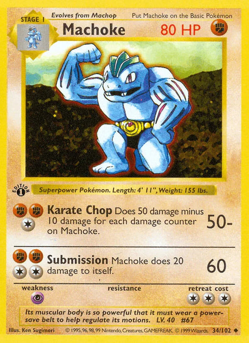 Machoke (34/102) (Shadowless) [Base Set 1st Edition] - for just $17.10! 