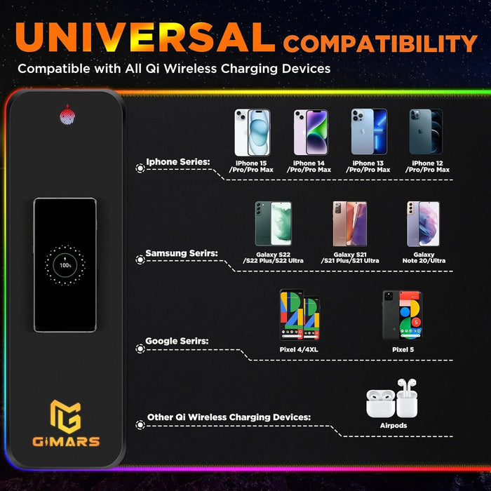 RGB Gaming Mouse Pad with 15W Qi Wireless Charging and Raised Charging Platform - for just $57.43! 