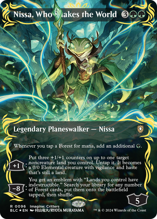 Nissa, Who Shakes the World (Borderless) (Raised Foil) [Bloomburrow Commander] - Just $51.75! Shop now at Retro Gaming of Denver