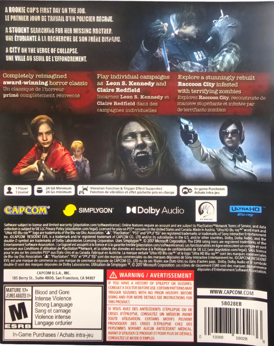 Resident Evil 2 – Playstation 5 (PS5) - for just $17.99! 
