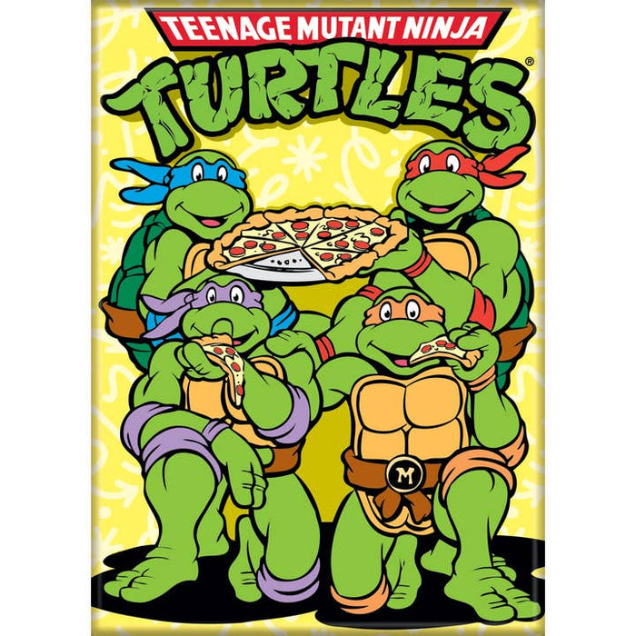 Teenage Mutant Ninja Turtles: Team Eating Pizza with Logo Magnet - for just $4.49! 