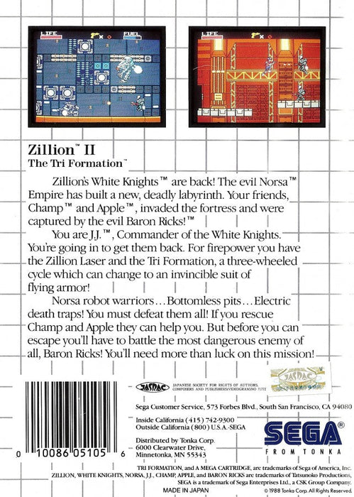 Zillion II – Sega Master System (SMS) - for just $11.99! 