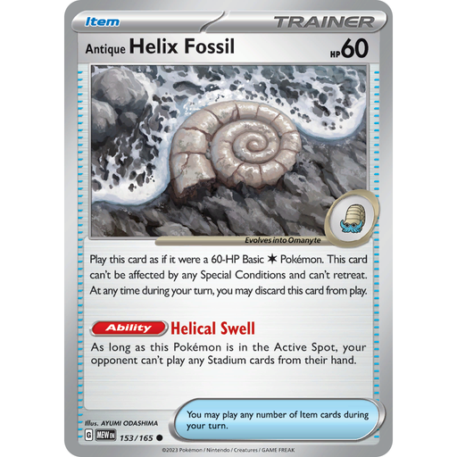 Antique Helix Fossil (153/165) [Scarlet & Violet: 151] - Just $0.05! Shop now at Retro Gaming of Denver