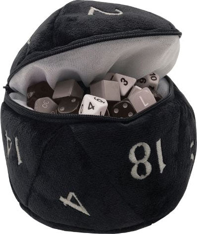 D20 Plush Dice Bag - Black w/ white numbers - Just $16.99! Shop now at Retro Gaming of Denver