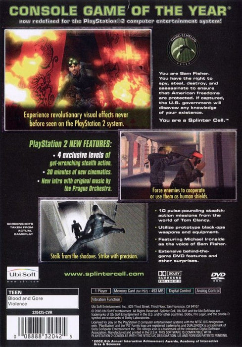Tom Clancy's Splinter Cell: Stealth Action Redefined – PlayStation 2 (PS2) - for just $5.99! 
