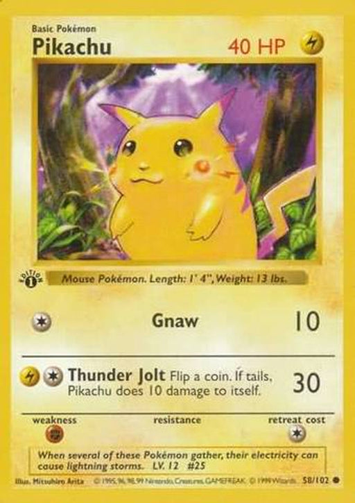 Pikachu (58/102) (Red Cheeks Misprint) [Base Set 1st Edition] - Just $99.35! Shop now at Retro Gaming of Denver