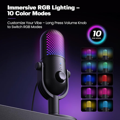 USB Microphone for PC Gaming: Condenser Microphone with RGB - for just $41.74! 